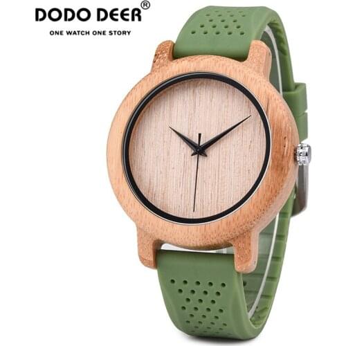 DODO DEER Mens Wood Watch Fashion Simple Silicone Strap Bamboo Quartz Watch Mens Best Gifts relogio masculino Dropshipping