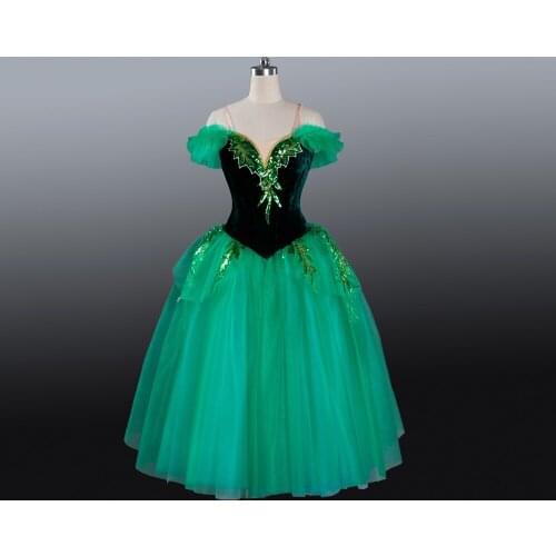 Long ballet dress Professional peasant ballets Giselle Romantic professional tutu Ondine La Vivandiere green Napoli