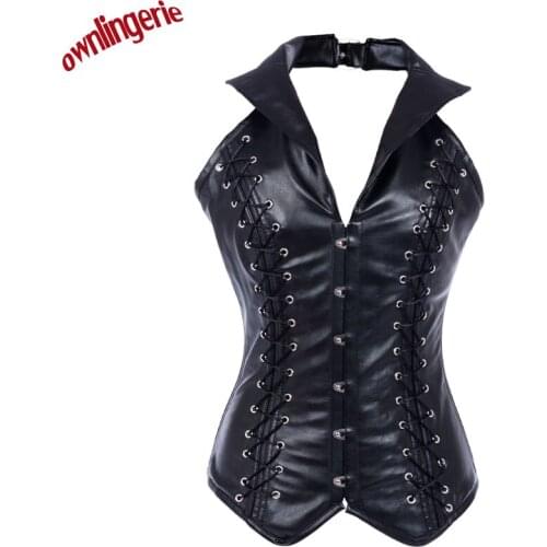 Two color Leather Corset Steel Bone Corset Vest Gothic Corset sexy steampunk clothing gothic corset women Lose Weight Shaper