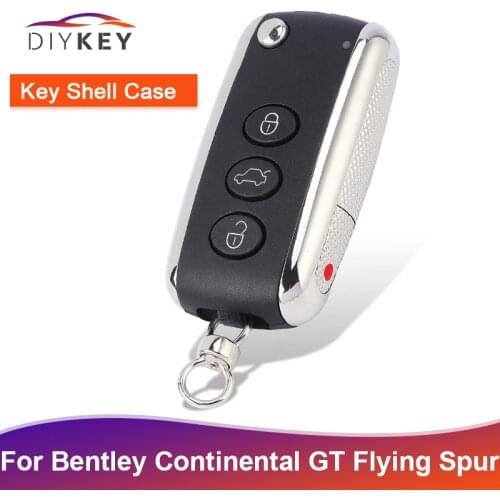 DIYKEY 3+1 4 Button Flip Key Shell for Bentley Continental GT GTC Flying Spur Fob KR55WK45032 Folding Remote Auto Car Case