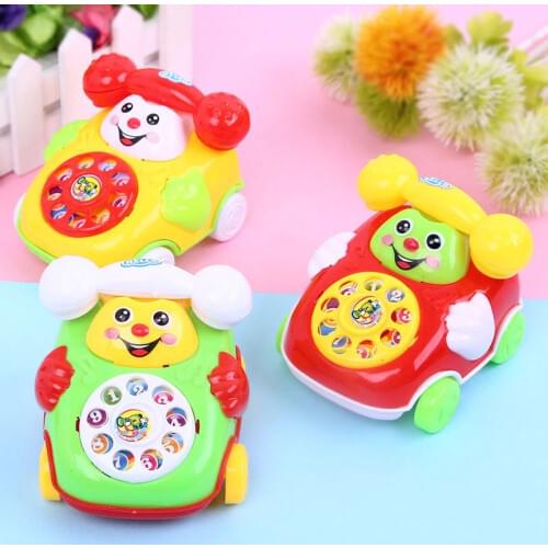 Childrens Simulation Phone Toys Kids Baby Cartoon Pull Line Phone Gift Develop Intelligence Education Toys For Children Kids