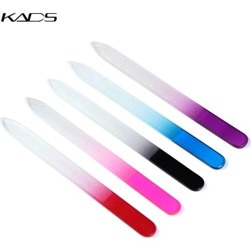 KADS Crystal Glass Nail File set of 5PC Nail Care Glass Nail Files Nail Art Manicure Tool Nail Buffer Red Blue Pink Purple Black