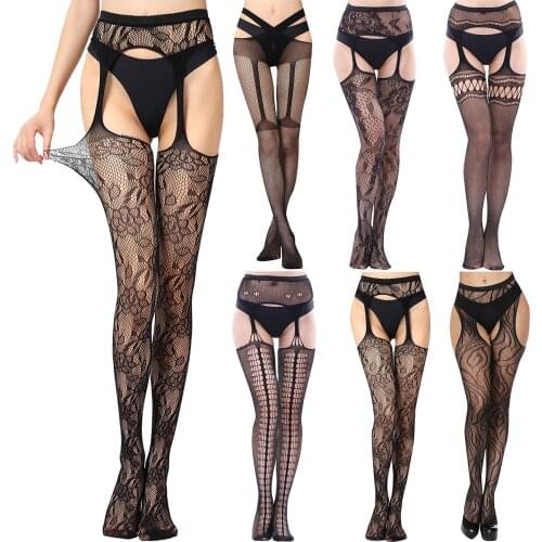Tights Womens Stockings Sexy Pantyhose Lace Mesh Lingerie Net Fishnet Tights For Girls Garter Belt Thigh Stocking Pantyhose