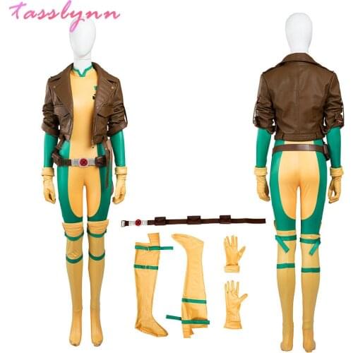 Rogue Mary Cosplay Roleplay Halloween Costumes For Women Superhero Jumpsuit Jacket Custom Made