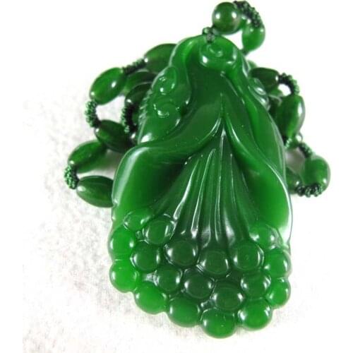 KYSZDL Beautifully Hetian stone Ruyi pendant natural green stone auspicious pendant jewelry wholesale free beads necklace rope