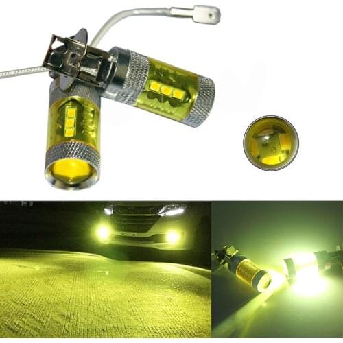 2pcs Set 12-24V H3 80W 16 SMD LED 1500lm Car Fog Light Bulb Yellow High Power Truck Universal car light assembly