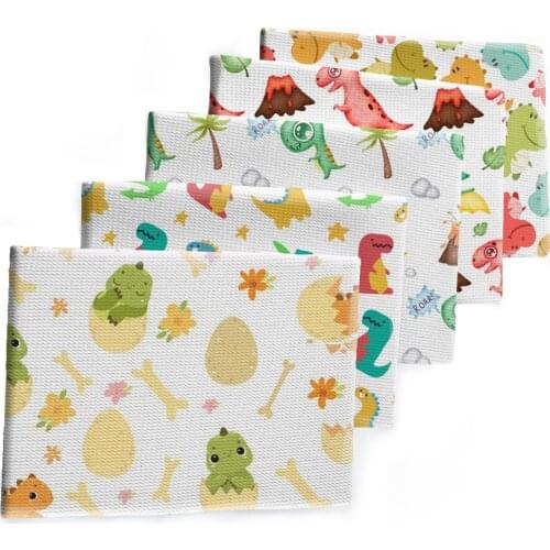 Lovely Dinosaur Cartoon Pattern Printed Bullet Textured Liverpool Patchwork Tissue Kids home textile 50*145cm