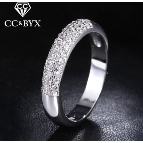 Fashion Jewelry Rings for Women Bijoux Row Drilling Line White Gold Color Party Rings with Austrian Crystal Best Gift CC037