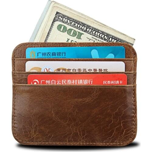 2021 New Man Card wallet Mad Cow Leather Men id card holder Cowhide Ultra Thin Male card case Brown For traveling Coin purse