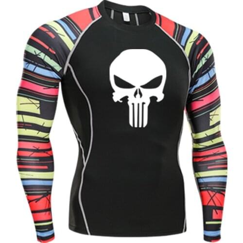 New High Quality 3D Skeleto Print Running Shirt Men Jogging T-Shirt Long Sleeve Compression Clothes Gym Fitness Tight Sweatshirt