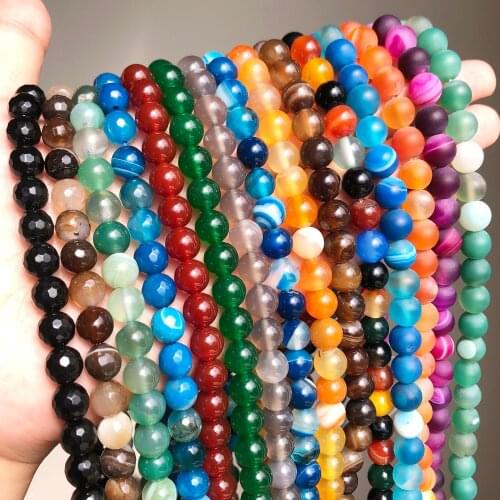 Natural Minerals Stone Agates Round Beads for Jewelry Making DIY Bracelet Necklace 4-12mm Matte Faceted Loose Ongx Spacer Beads