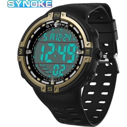 SYNOKE Shock Resistant Digital Watches 30M Waterproof Alarm Chrono Electronic Dial Canlender Black Light Tough Structure