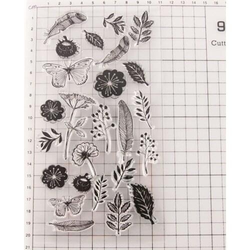 Butterfly Leaves Transparent Clear Silicone Stamp Seal DIY Scrapbook Rubber Stencil Embossing Diary Decor Office School Supplies