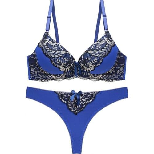 Sexy Lingerie Lace 3/4 Cup Bra Sets For Women Thin Breathable Comfortable Underwear Solid Color Lingerie Bralette Set