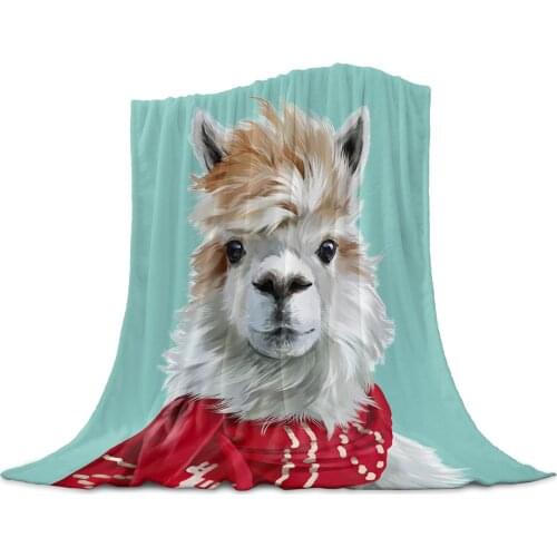 Animal Alpaca Scarf Throw Blanket Soft Picnic Blanket Home Decor Microfiber Flannel Blankets for Beds