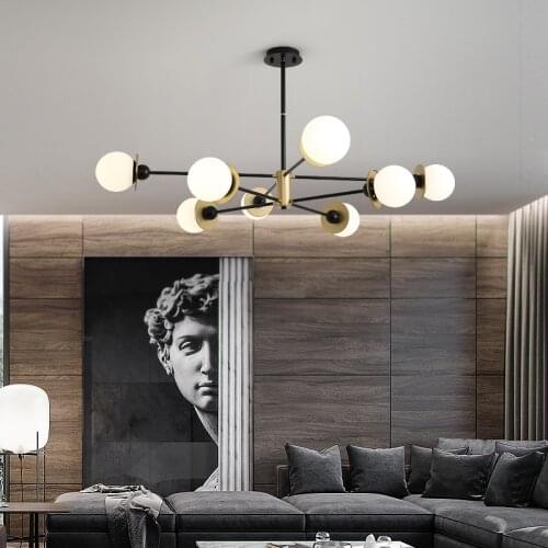 Modern chandelier glass ball lamp living room chandelier dining room ceiling lighting study decoration led chandelier E27