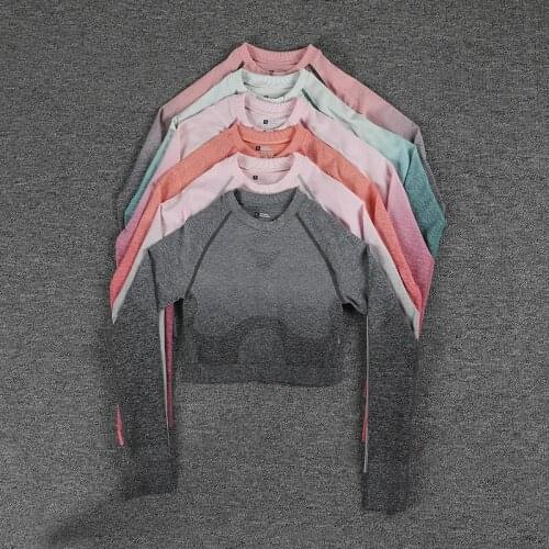 Yoga Sports Crop Top Long Sleeve Gym Women Seamless T-shirt Fitness Woman Sport T-shirt Workout Tops Women Sports Suit