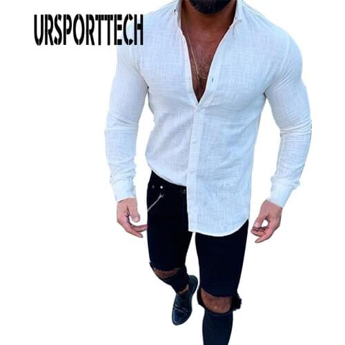 Мужские льняные рубашки URSPORTTECH China At AliExpress