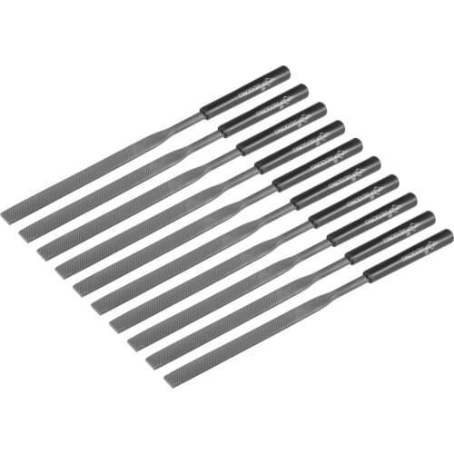 Uxcell 10Pcs Second Cut Steel Flat Needle File with Plastic Handle, 5mm x 180mm