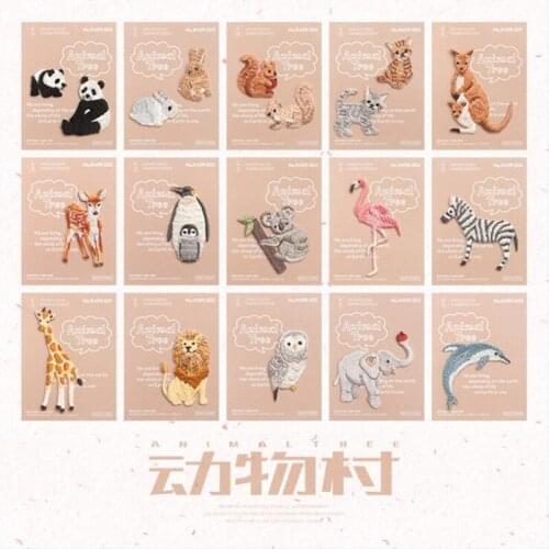 Cartoon animal patches embroidered iron on patch for clothing adhesive applique