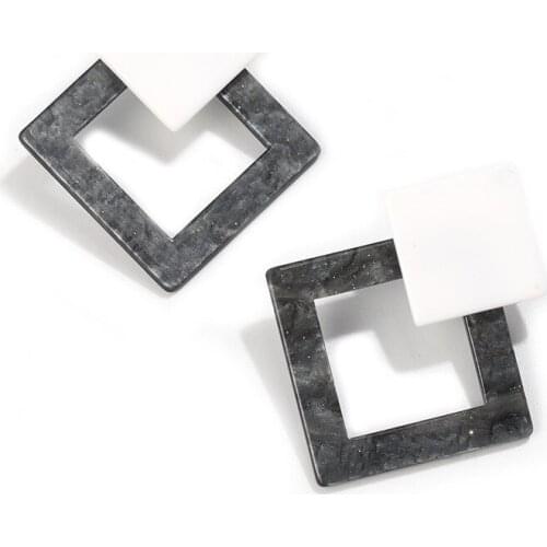 Fashion Double Rhomboid Earrings Women New Elegant Personality Simple Geometry Retro Temperament Acetate Plate Ear Pendant