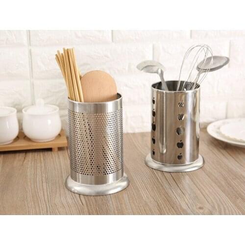 1PC Stainless Steel Chopsticks Storage Tube Tableware Draining Box Spoon bucket Knife Organizer Kitchen Utensils LF 202