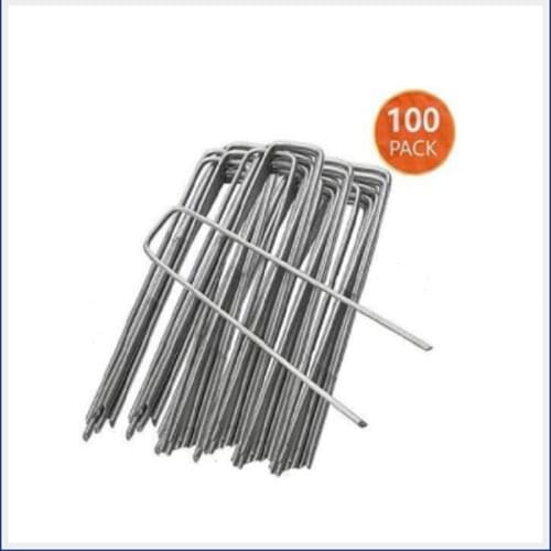100pcs Lawn Garden U Shaped Nails Ground Stakes Staples for Nail Weeds Fabric Galvanized Anti-Rust Securing Pegs Turf Netting