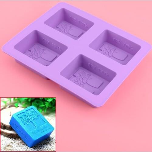 4 Silicone Cavity Rectangle Tree Shape Soap Cake Resin Chocolate Mold