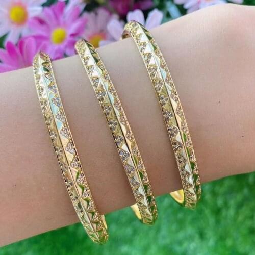 5Pcs New arrival Fashion High Quality gold plated clear zirconia Bangles bracelet jewelry for girls