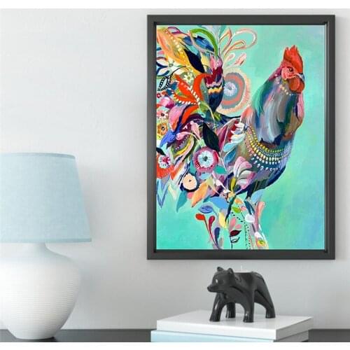 5D Diy Diamond Painting Cross Stitch Kit Round Diamond Mosaic Embroidery Animal Chicken 3D Painting Home Decor Gift