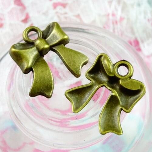 60Pcs/Lot 18*16MM Antique bronze bowknot pendant charm Necklace Pendant DIY Charm Vintage accessories