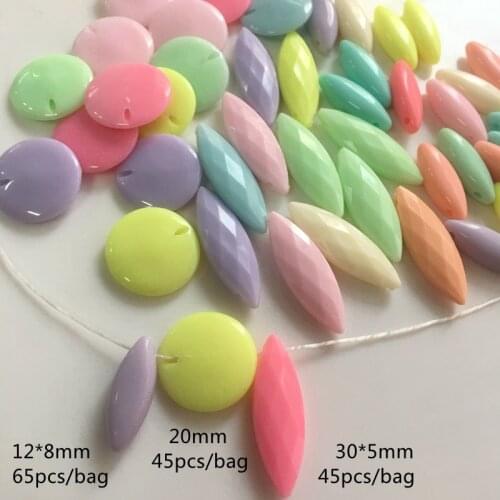 Meideheng acrylic Oblique hole wafer many sections marquise shape spring color beads for Childrens jewelry accessories making