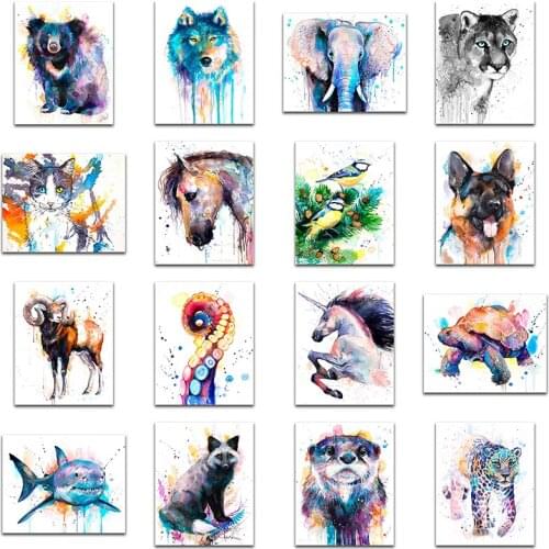 DIY 5D Diamond Painting Full Square Color Animal Lion Cat Cross stitch Mosaic Picture Rhinestones Diamond Embroidery Tiger Wolf