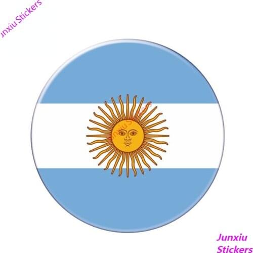 Auto Moto Bike Suitcase Laptop Flag Round Argentina Car Sticker and Decal Waterproof Scratch-Proof Exterior Decor PVC13x13cm