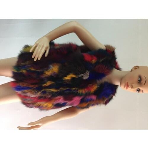 Free shipping New 2016 Real fox fur vest Women colorful fox Fur vest coat custom big size Wholesale price C791