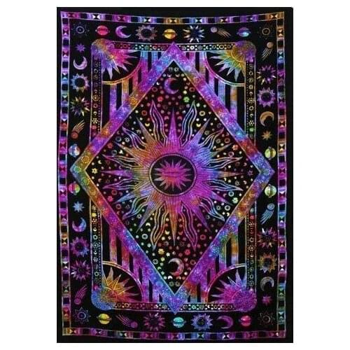 Bohemian Tapestry Wall Hanging Dorm Background Decorative Sun Celestial Planet Pattern Practical Sofa Cover Bed Sheet Valance