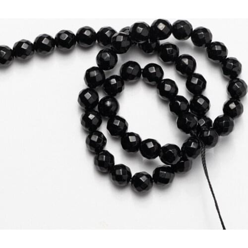Wholesale Black Faceted Agates Beads Natural Stone 4 6 8 10 12mm Loose Beads for Jewelry Making Necklace Bracelet Earrings DIY