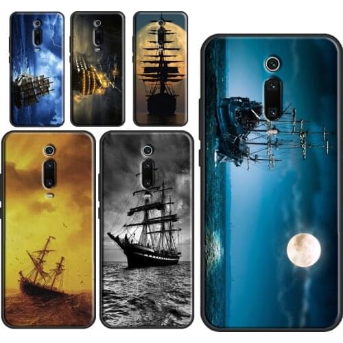 Old Ship in Sea Moon Night Phone Case For Xiaomi Mi 11 Lite Ultra Mi 10T Pro Note 10 Lite POCO F3 F2 M3 X3 Pro Cover