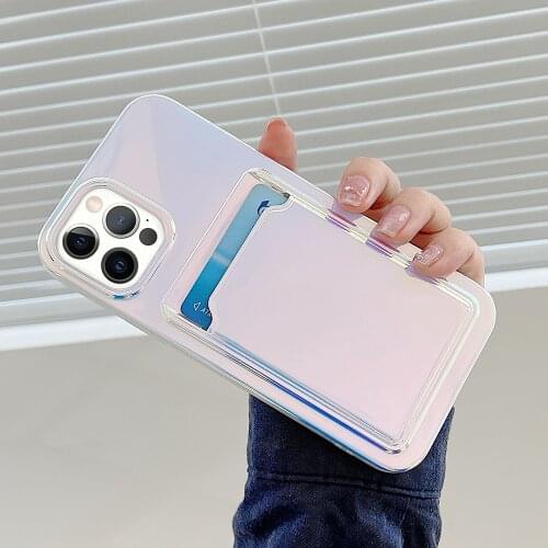 Laser Colorful Card Phone Case for IPhone 12 Pro Max 11 Pro Max XR XS Max 7 8 Plus X Luxury Soft Wallet Cover Coque Gifts