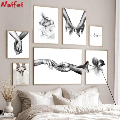 Black White Romantic Hand In Hand diamond Painting Love Diamond embroidery Fashion Picture Couples Lovers Room Decor