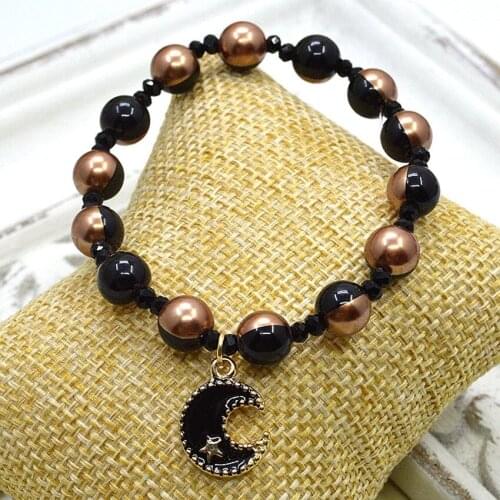 Hot Sale Top-Rated Fashion Alloy Charms & Glass Beads Bracelets with Moon Charms Women DIY Jewelry Female Bijoux Gift B15216