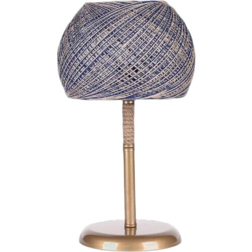 Hmydesign Winding Design Agree Lampshade Bronze Body Footrest Hood Jute Blue Color Quality Material Gift Table Lamp