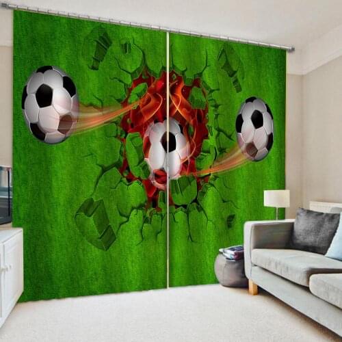 Customized size Luxury Blackout 3D Window Curtains For Living Room Custom green plant curtains ball curtain