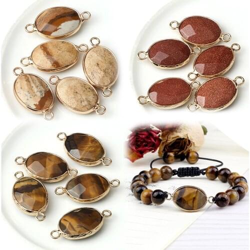 Women Men DIY Handmade Stones Pendants Natural Tiger Eye Brown Sandstone Accessories For Bracelet Necklace Charms Jewelry Making