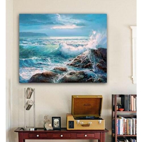 Painting by numbers art paint by number Diy on canvas the wall paint by number draw picture with frame Huge waves surf horizon
