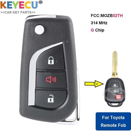 KEYECU Upgraded Flip Remote Key for Toyota Yaris, for Scion iQ tC 2014-2016, Fob 3 Buttons - 314MHz - G Chip - FCC ID: MOZB52TH