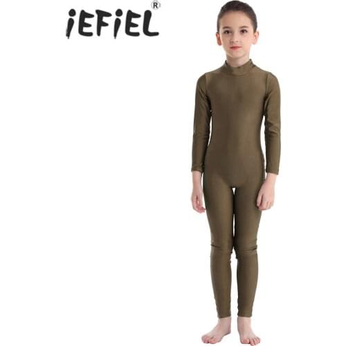 Teen Girls Ballerina Stage Performance Costumes Zippered Ballet Dance Gymnastics Leotard for Kids Jumpsuit Unitard Dancewear