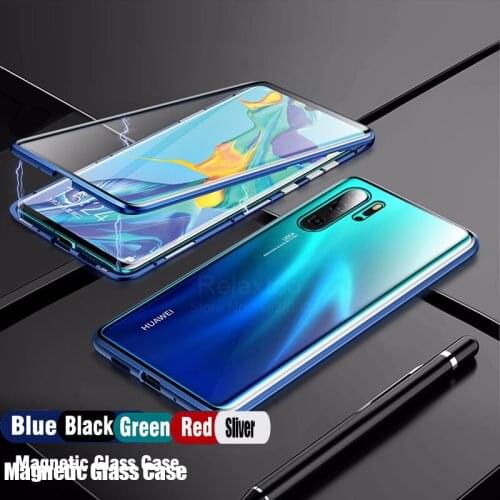 Magnetic Absorption Metal Phone Case for Huawei P30 pro p40 pro P30Pro p40pro Cover Double Sided Tempered Glas HuaweiP30 Pro