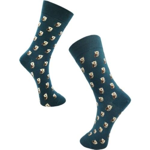 Peonfly Causal Colorful Mens Crew Cotton Skateboard Cool Funny Cute Cartoon Owl Pattern Happy Socks Calcetines Hombre