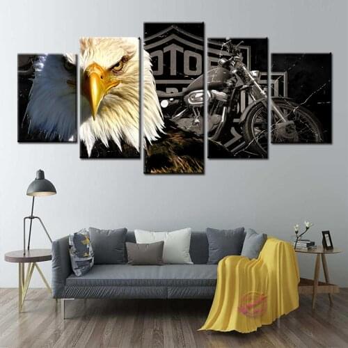 Harley-Davidson Poster Image On Canvas 5 Panels Print Wall Art Printings Picture For Living Room Decoration Gift